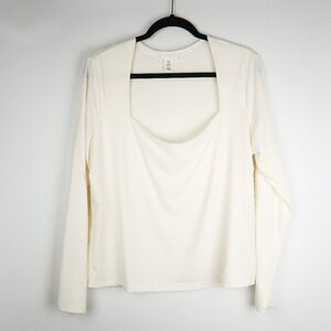 H&M Womens White Ivory Cream Long Sleeve Square Neck Top‎ Size XXL